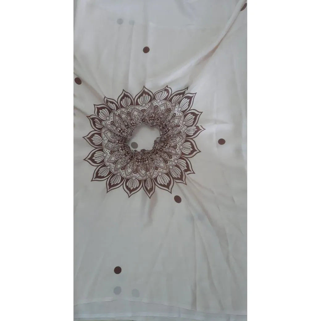 Elegant Kaftan Style Soft Satin Silk Printed Ready To Wear Saree With Blouse Piece