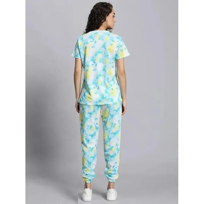 Women's Casual Tie Dye Print Night Suit Set