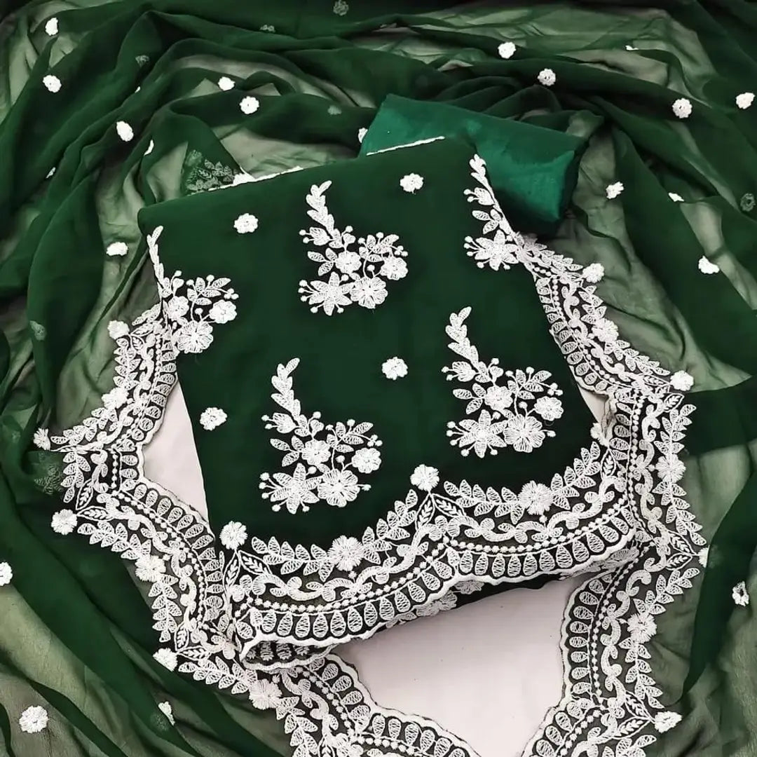 Designer Faux Georgette Embroidered Salwar Suit Dress Material