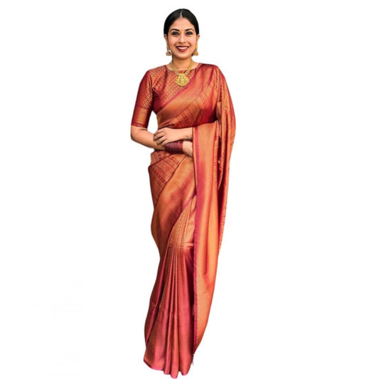 Superior Women's Litchi silk Printed Saree With Unstitched Blouse