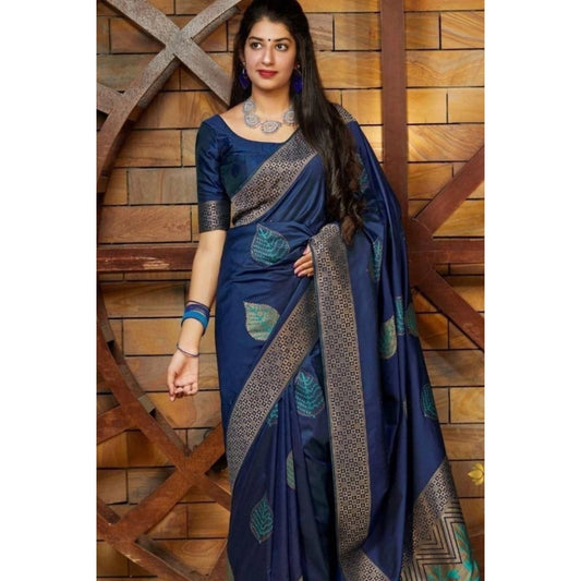 Embellished Women's Litchi silk Printed Saree With Unstitched Blouse