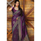 Embellished Women's Litchi silk Printed Saree With Unstitched Blouse