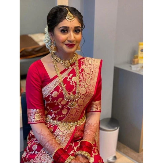 Superior Women's Litchi silk Printed Saree With Unstitched Blouse