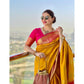 Gracious Women's Litchi silk Printed Saree With Unstitched Blouse