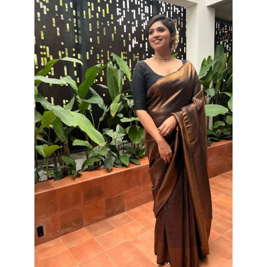 Superior Women's Litchi silk Printed Saree With Unstitched Blouse