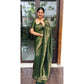 Superior Women's Litchi silk Printed Saree With Unstitched Blouse