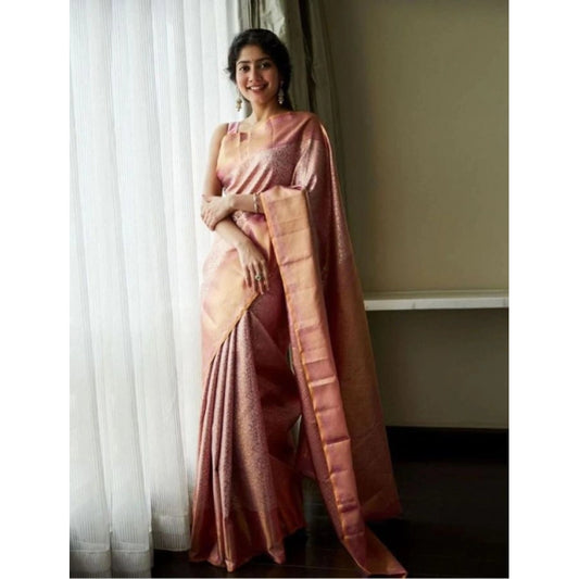 Embellished Women's Litchi silk Printed Saree With Unstitched Blouse