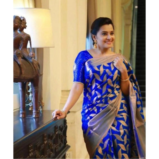 Superior Women's Litchi silk Printed Saree With Unstitched Blouse