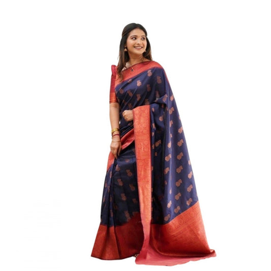 Casual Women's Litchi silk Printed Saree With Unstitched Blouse