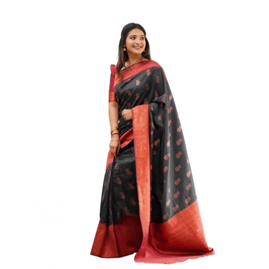 Casual Women's Litchi silk Printed Saree With Unstitched Blouse