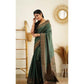 Awesome Women's Litchi silk Printed Saree With Unstitched Blouse
