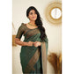 Awesome Women's Litchi silk Printed Saree With Unstitched Blouse