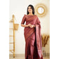 Awesome Women's Litchi silk Printed Saree With Unstitched Blouse