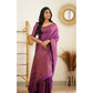 Awesome Women's Litchi silk Printed Saree With Unstitched Blouse