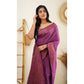 Awesome Women's Litchi silk Printed Saree With Unstitched Blouse