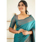 Awesome Women's Litchi silk Printed Saree With Unstitched Blouse