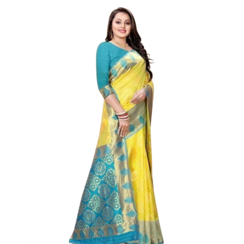 Embellished Women's Litchi silk Printed Saree With Unstitched Blouse