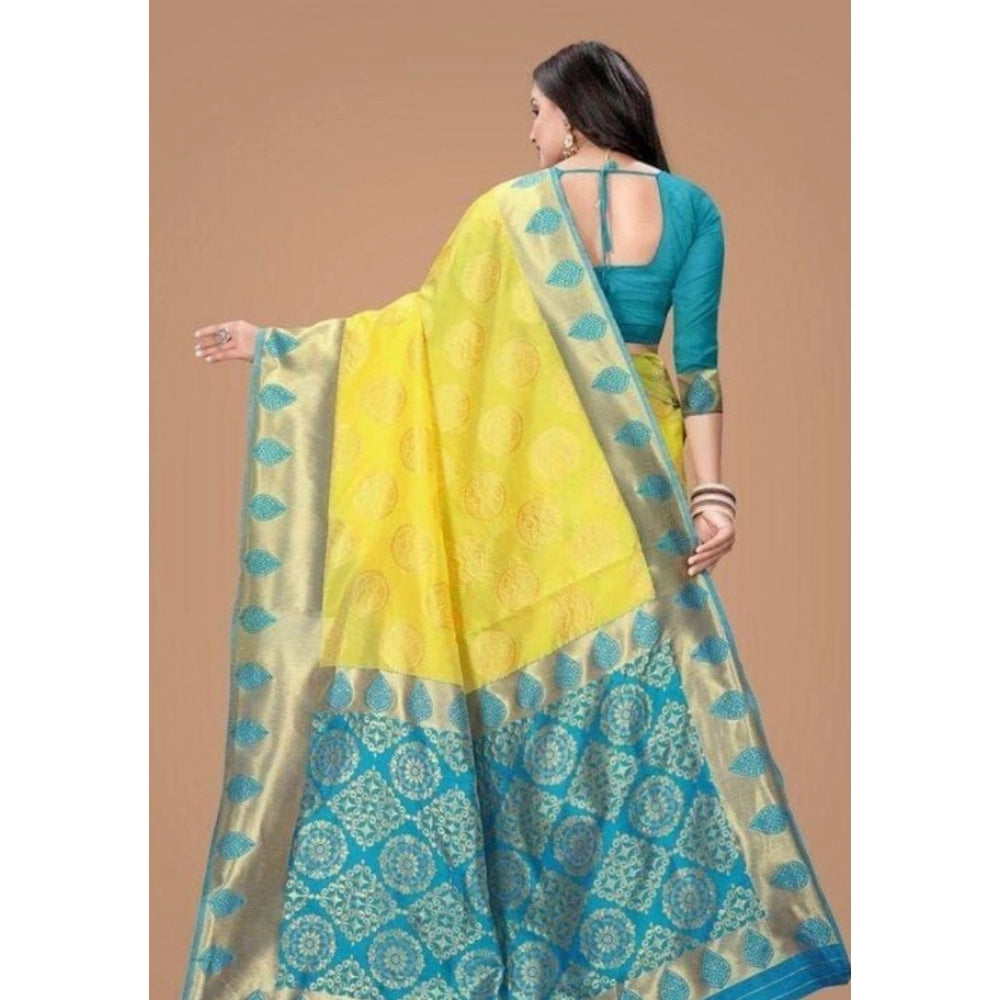 Embellished Women's Litchi silk Printed Saree With Unstitched Blouse