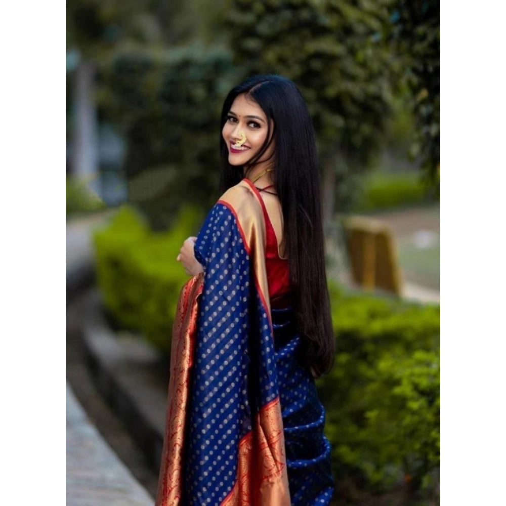 Astonishing Women's Litchi silk Printed Saree With Unstitched Blouse