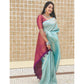 Astonishing Women's Litchi silk Printed Saree With Unstitched Blouse