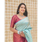 Astonishing Women's Litchi silk Printed Saree With Unstitched Blouse