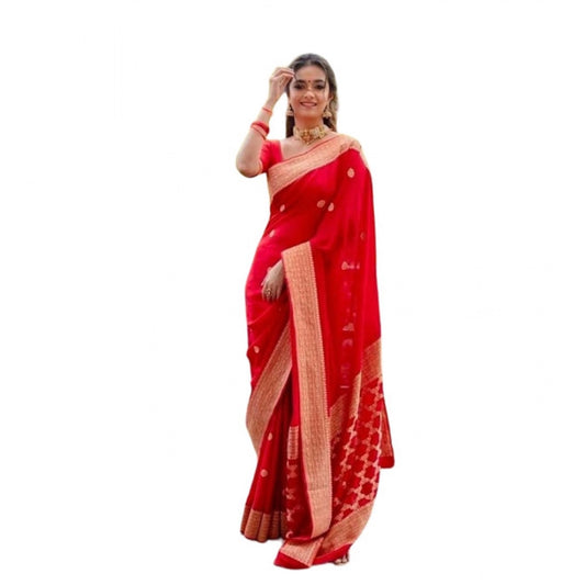 Awesome Women's Litchi silk Printed Saree With Unstitched Blouse