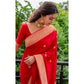 Awesome Women's Litchi silk Printed Saree With Unstitched Blouse