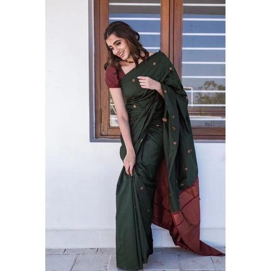 Awesome Women's Litchi silk Printed Saree With Unstitched Blouse