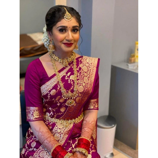 Contemporary Women's Litchi silk Printed Saree With Unstitched Blouse