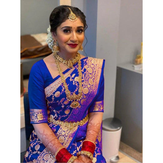 Contemporary Women's Litchi silk Printed Saree With Unstitched Blouse