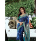 Astonishing Women's Litchi silk Printed Saree With Unstitched Blouse