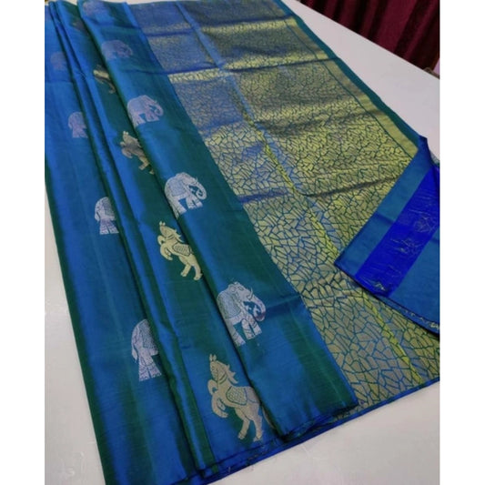 Astonishing Women's Litchi silk Printed Saree With Unstitched Blouse