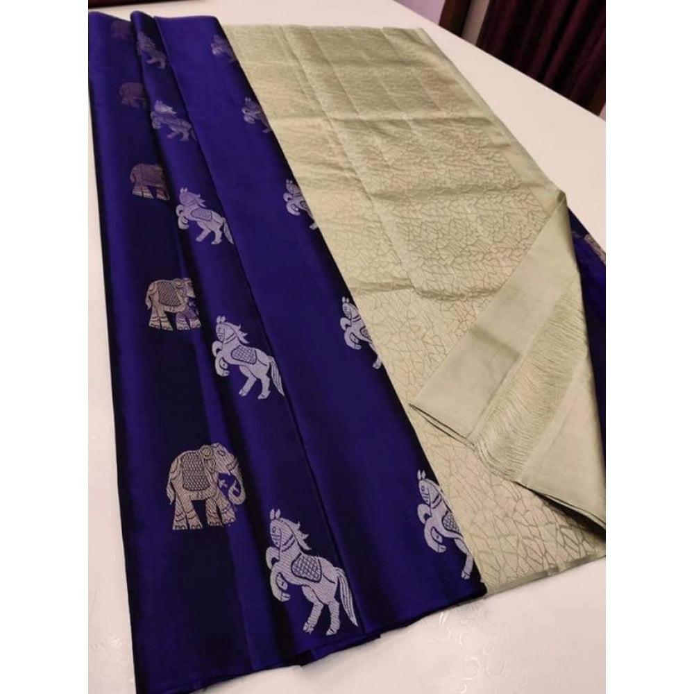 Astonishing Women's Litchi silk Printed Saree With Unstitched Blouse