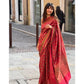 Casual Women's Litchi silk Printed Saree With Unstitched Blouse