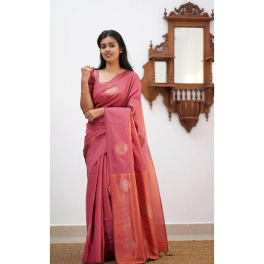 Astonishing Women's Litchi silk Printed Saree With Unstitched Blouse