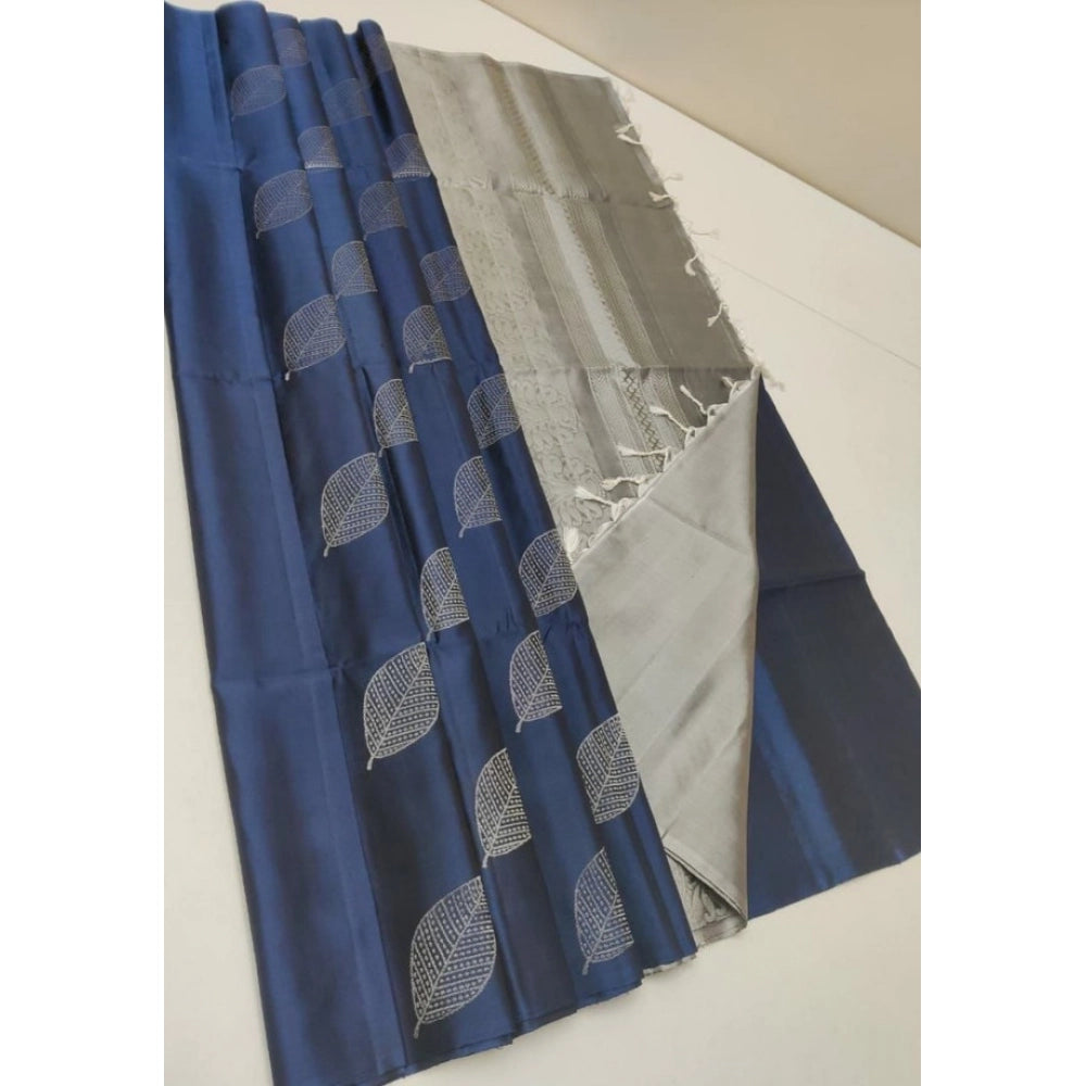 Modern Women's Litchi silk Printed Saree With Unstitched Blouse