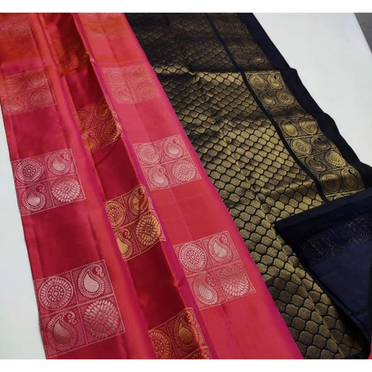 Modern Women's Litchi silk Printed Saree With Unstitched Blouse