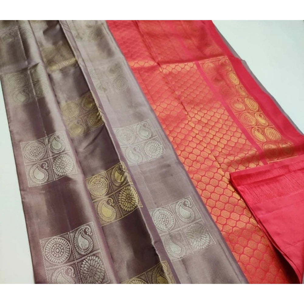 Modern Women's Litchi silk Printed Saree With Unstitched Blouse
