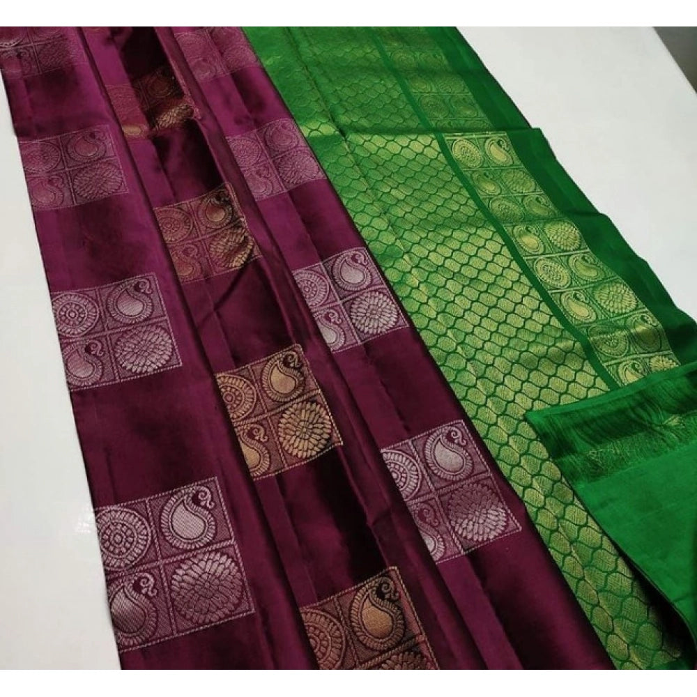 Modern Women's Litchi silk Printed Saree With Unstitched Blouse