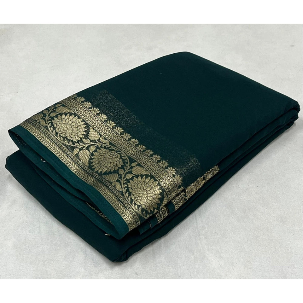 Elegant Women's Crepe Chit Pallu Solid Saree With Blouse Piece