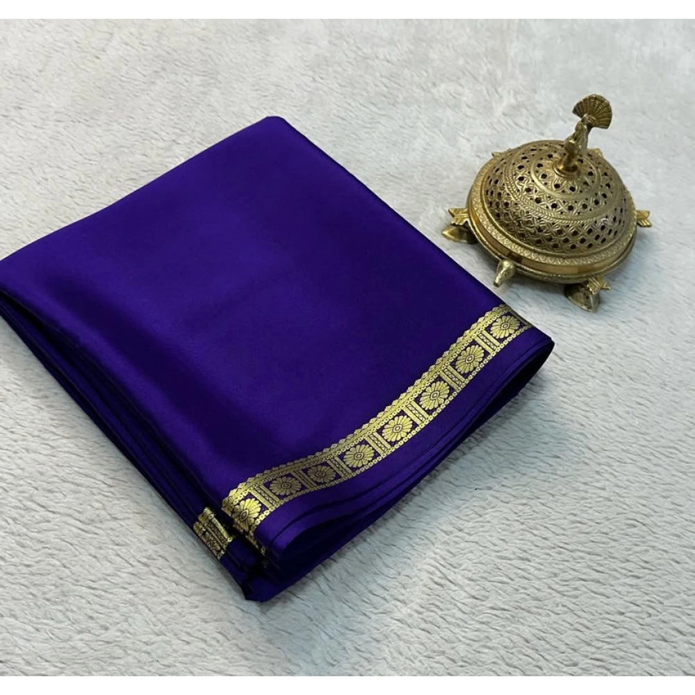 Voguish Women's Crepe Chit Pallu Solid Saree With Blouse Piece