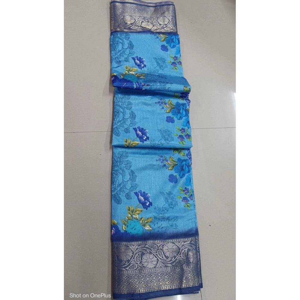 Lovely Women's Digital Dolla Silk Printed Saree With Blouse Piece