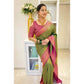 Groovy Women's Soft Lichi Silk Printed Saree With Blouse Piece