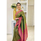 Groovy Women's Soft Lichi Silk Printed Saree With Blouse Piece