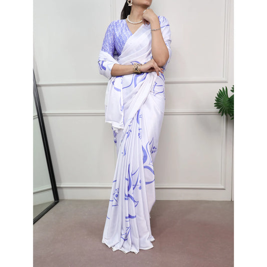 Beautiful Satin Silk Saree with Blouse Piece