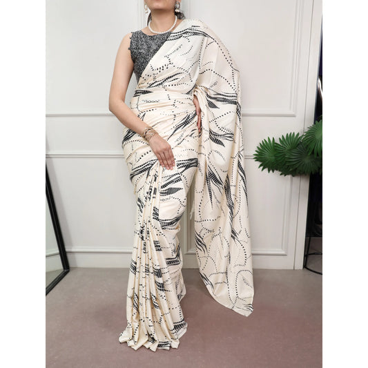 Beautiful Satin Silk Saree with Blouse Piece