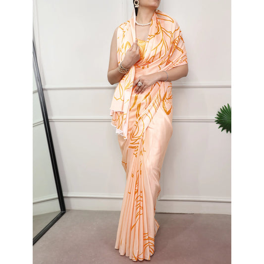 Beautiful Satin Silk Saree with Blouse Piece