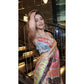 Heavy Marsh Mellow Georgette Saree with Mosaic Digital Print and Mirror Work