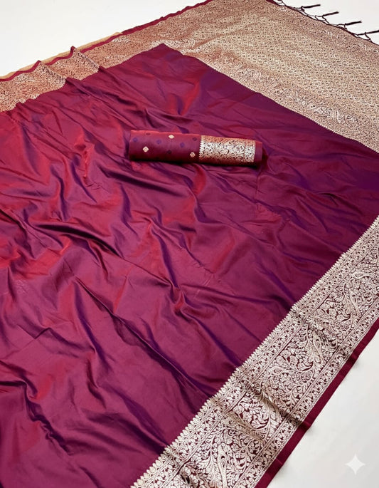 Pure Soft Banarasi Silk Galla Pallu Saree