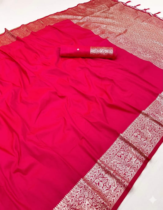 Pure Soft Banarasi Silk Galla Pallu Saree